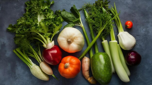 Close up of vegetables on textured background