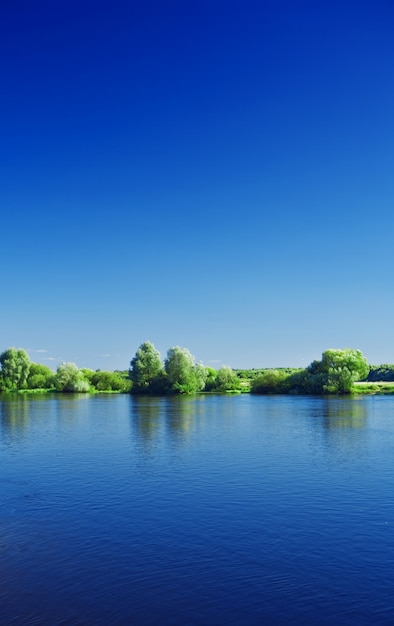 Close up vertical view on river