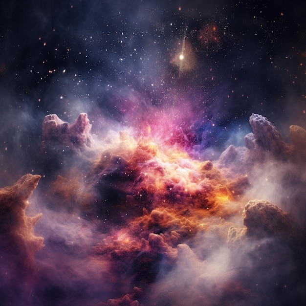 Foto un primo piano di una nube molto colorata piena di stelle generative ai