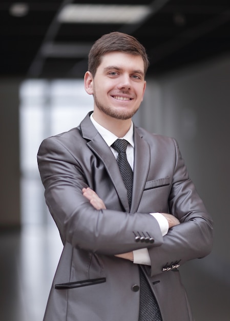 Close up.very happy businessman in his office.photo with copy space