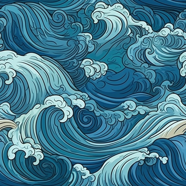 A close up of a very large wave in the ocean generative ai