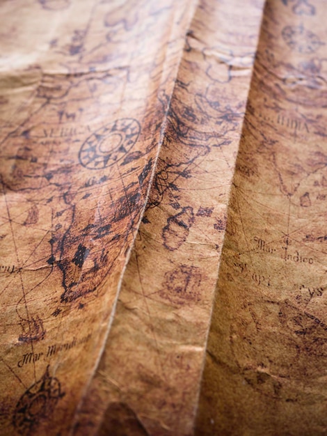 Close up of a very old map