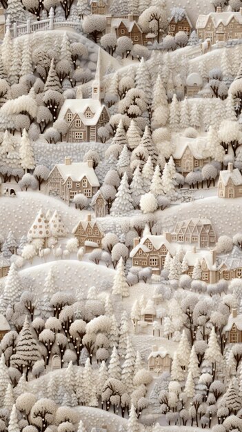 Photo a close up of a very pretty snow covered hill with houses generative ai