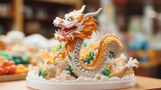 Close up of vibrant dragon scales and intricate details showcasing chinese new year craftsmanship