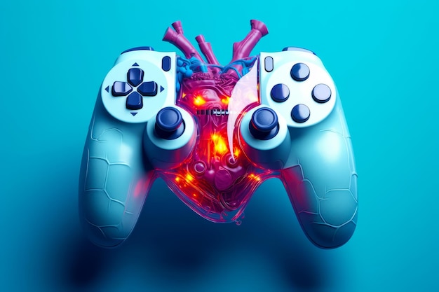 Close up of video game controller with heart in the middle generative ai