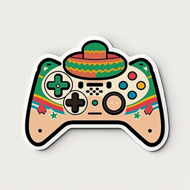 a close up of a video game controller with a sombren on top generative ai