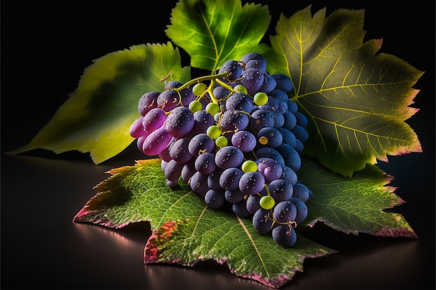 close-up view of beautiful realistic wine grapes