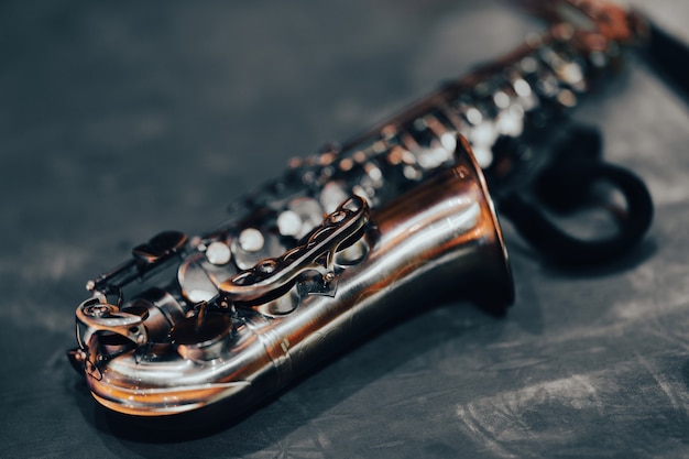 Close up view of a beautiful saxophone