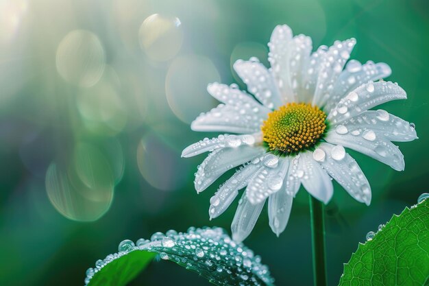 Close up view Beautiful white Daisy Marguerite isolated with drops of water on the white petals