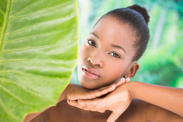 Close up view of a beautiful young woman