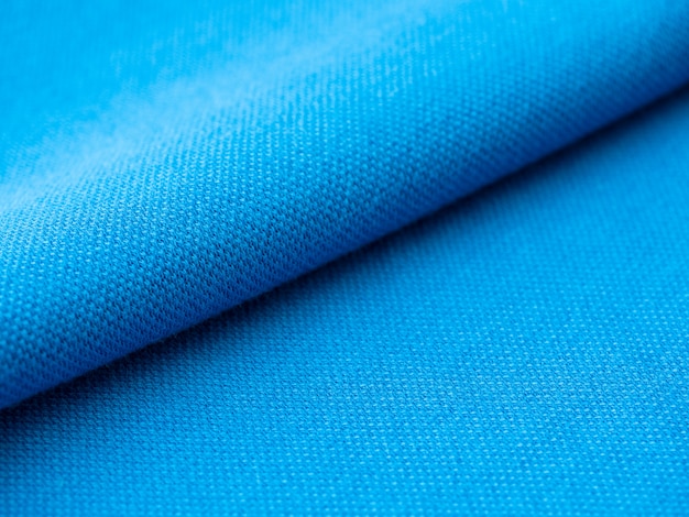 close up view of blue linen fabric