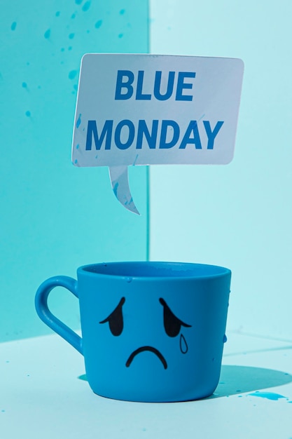 Photo close-up view of blue monday concept