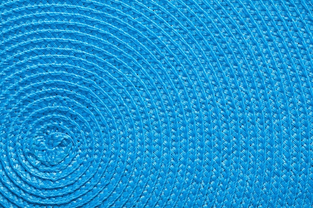 枝編み細工品マットの青いテクスチャーのビューをクローズ アップ
