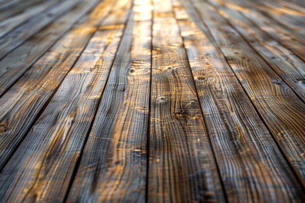 Close up view of bright wooden objects in morning light