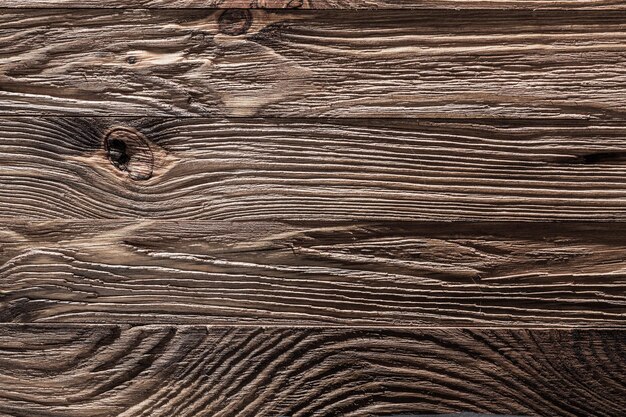 Close up view on brown old wooden texture with horizontal planks