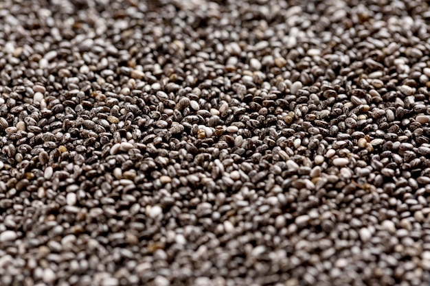 Close-up view of chia seeds concept