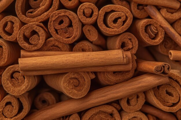 close up view of cinnamon sticks