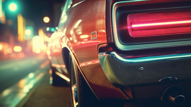 Photo close up view of classic car brake light