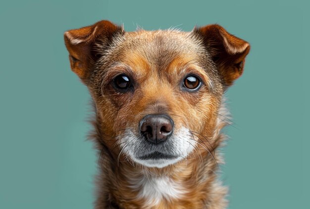 close up view of cute puppy looking at camera