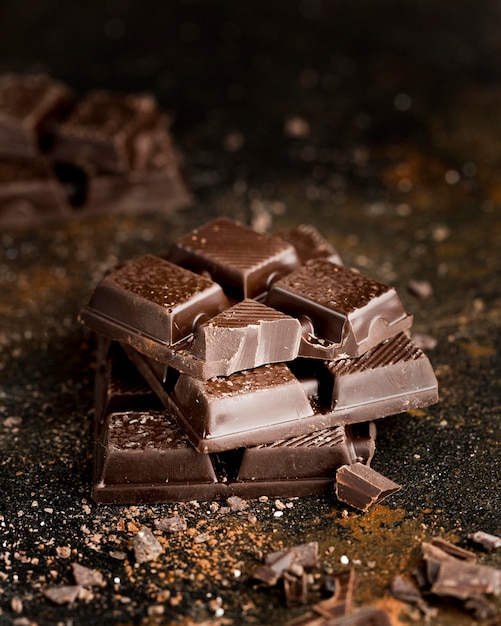 Foto vista del primo piano del concetto delizioso del cioccolato