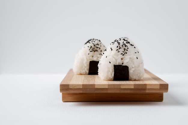 Close-up view of delicious rice balls