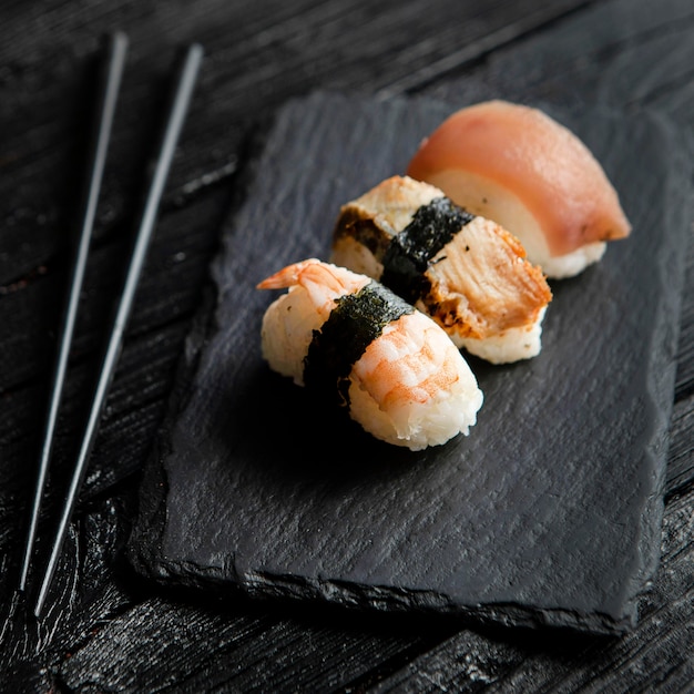 Close-up view of delicious sushi concept