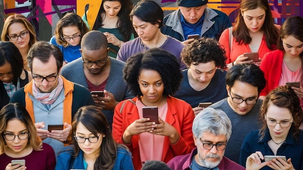 Close up view of diverse people sitting using electronic devices