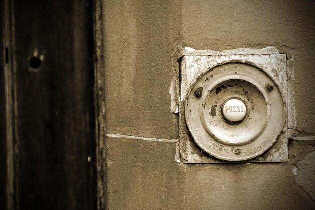 Close-up view of doorbell