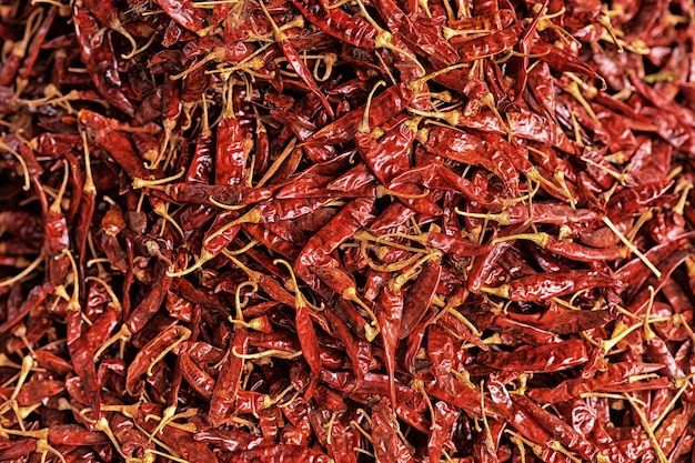 Close up view of dried hot pepper