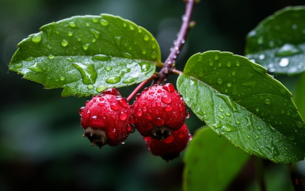 Close up view at fall berry tree