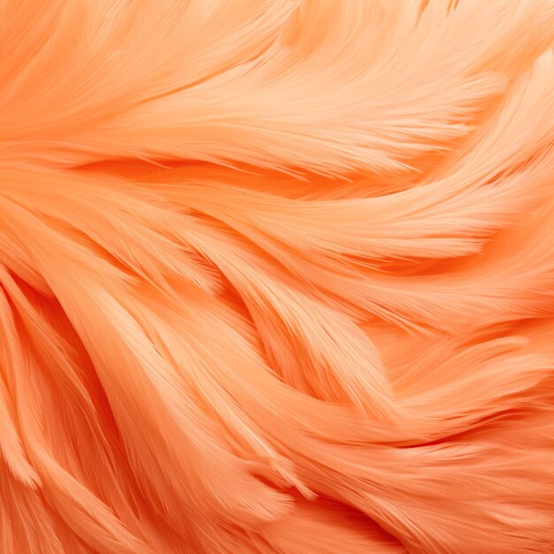 A close up view of a feathered animals fur on peach fuzz background