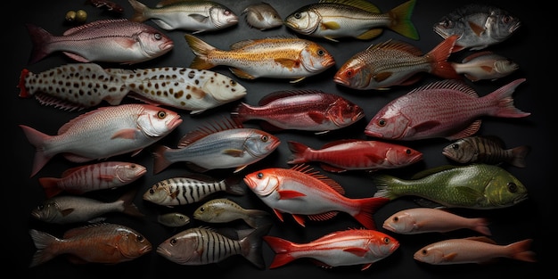 Крупный план свежей рыбы Красивая иллюстрация Генеративный AI