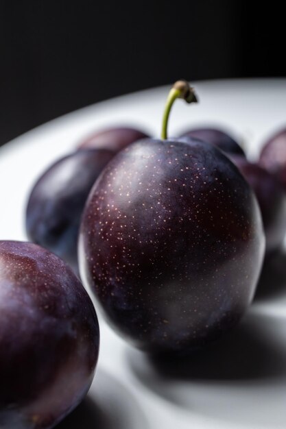 Close up view of fresh plums