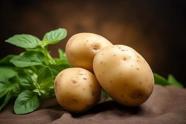 Photo close up view of fresh potatoes