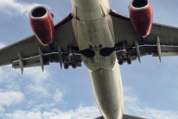 a close up view from below the aircraft