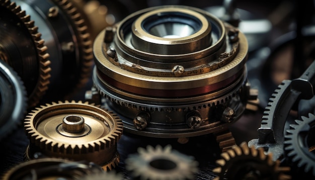 Close up view of a gear mechanism