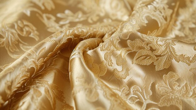 Close Up View of Gold Fabric Shimmering With Elegance and Luxury