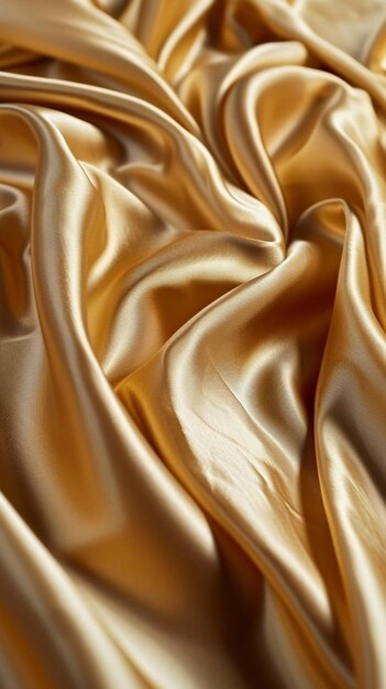 a close up view of a golden satin fabric