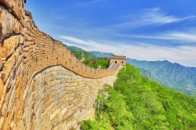 Photo close-up view of great wall of china, section 