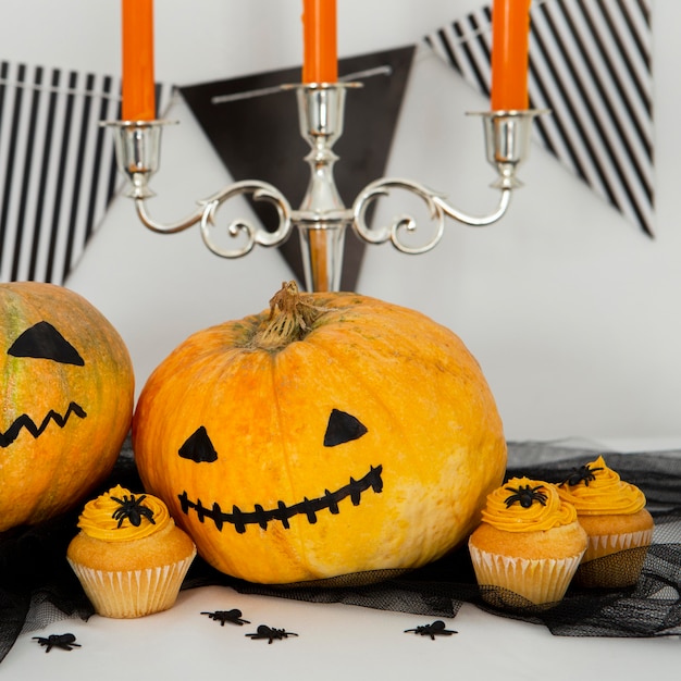 Close-up view of halloween pumpkin