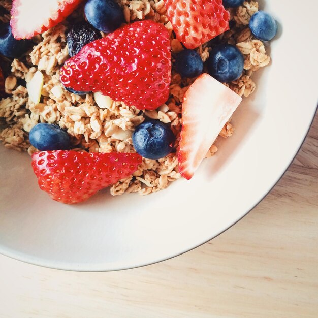 close up view of healthy breakfast
