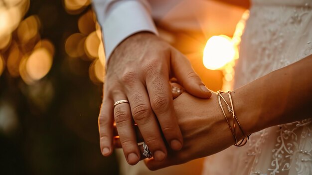 Close up view on lovely couple holding hands