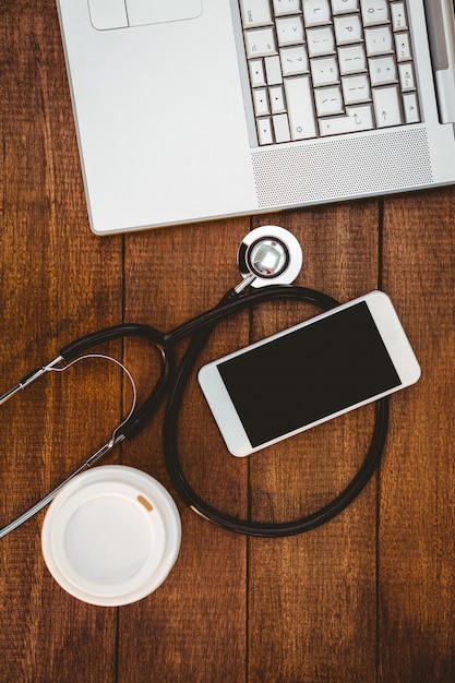 Close up view of medical desk