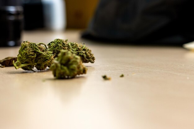 Close up view of medical marijuana buds selective focus