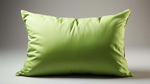 Close up view of modern green fabric pillow on grey backgenerative ai