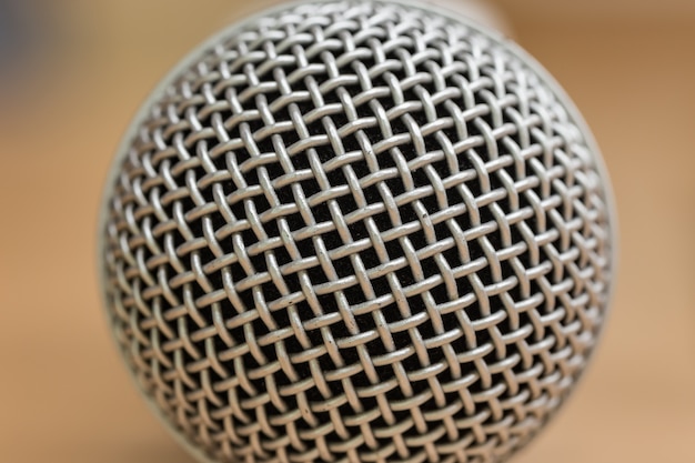 Close-up view of a modern microphone