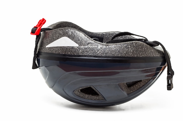 Close up view of mountain bike cycling head protection isolated on a white background.