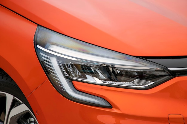 Close up view of a new car headlight