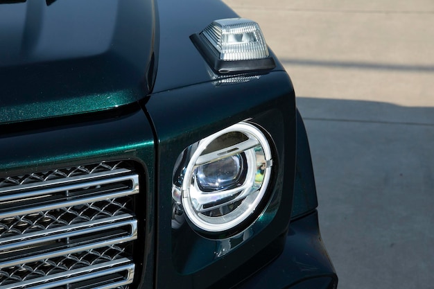 Close up view of a new car headlight