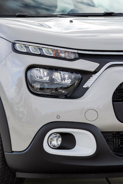 Close up view of a new car headlight